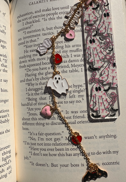 Ghost Bookmark with Bows, Charms