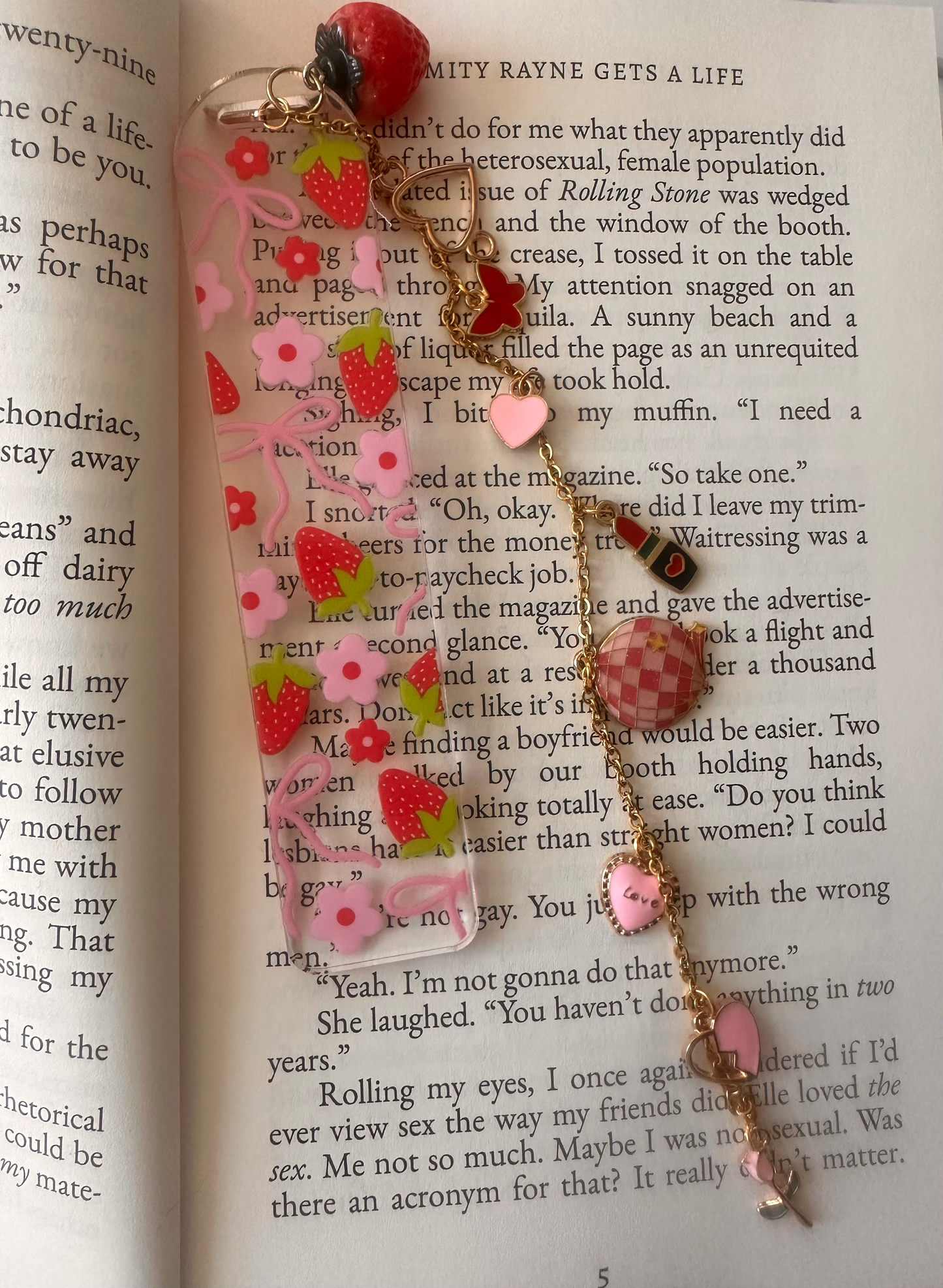 Strawberry Bookmark , Custom Charm bookmark