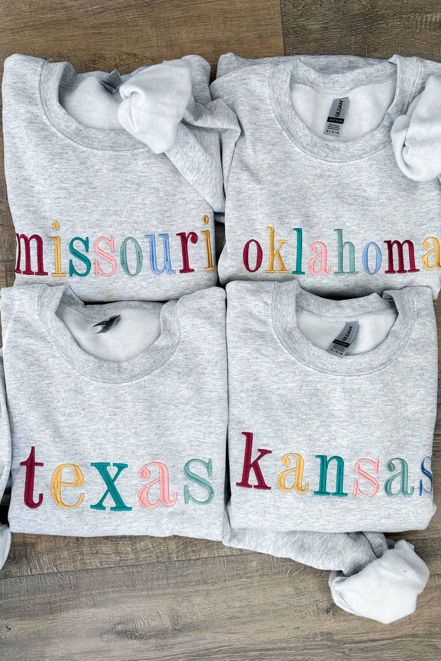 Rainbow Letters Custom Embroidered State Sweater